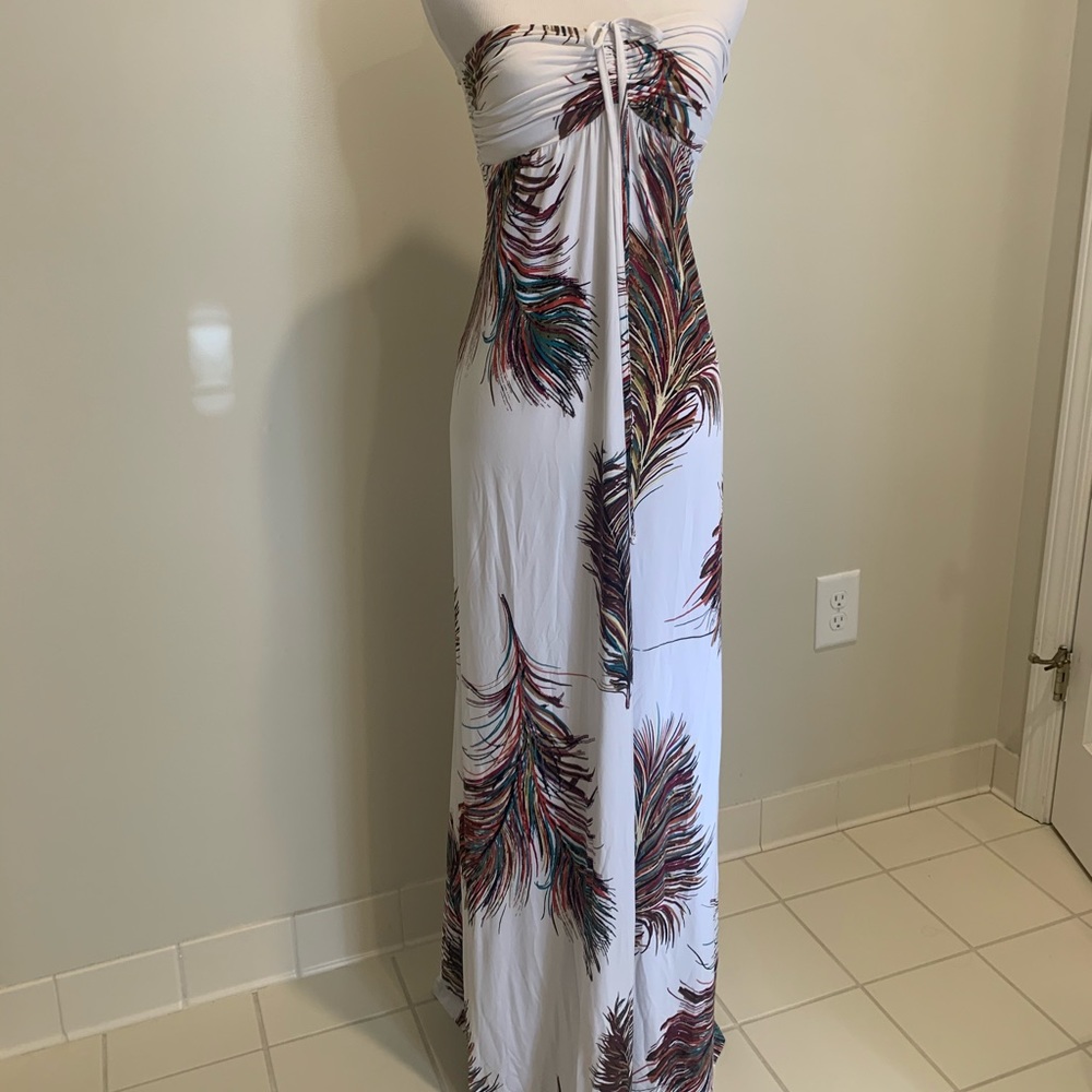 Veronica M white feather print maxi dress